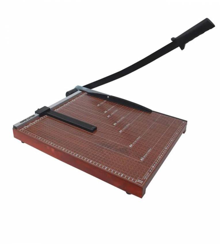 massicot B4, avec pince automatique, guide réglable, base en bois